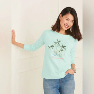 Talbots CREWNECK SWEATSHIRT ISLAND HOPPING- dreamy island graphic plus size X